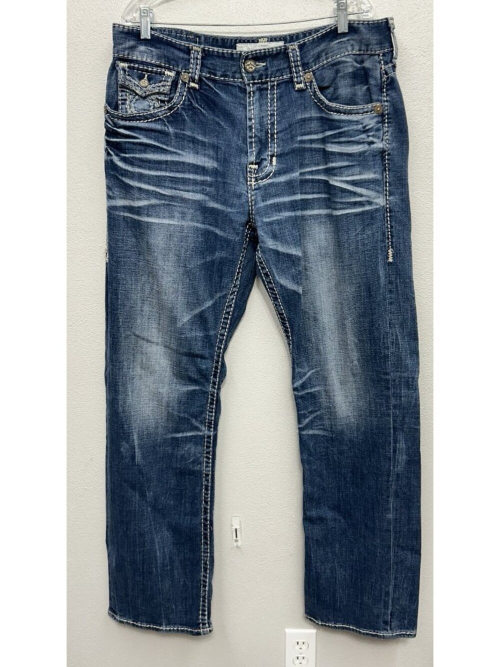 Big Star Voyager Straight Jeans Mens 36x34 Blue Denim Relaxed Fit Stretch